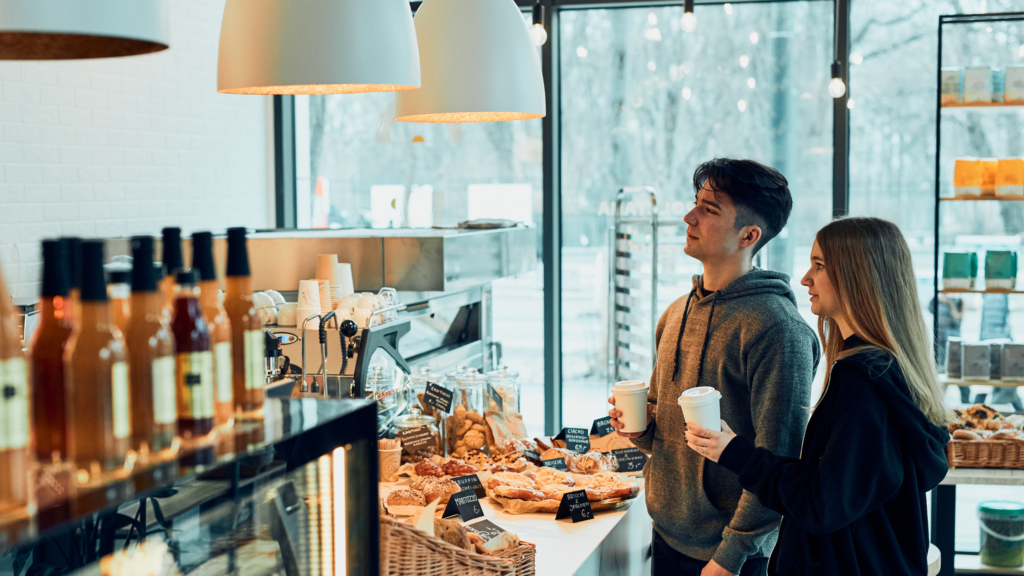 Customers in a cafe
