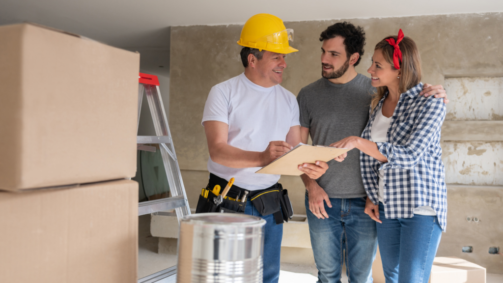 building contractor with his tools